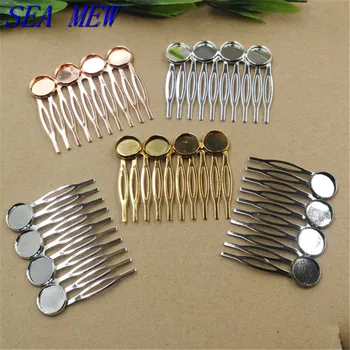 

55*45mm Filigree 10 teeth Hair Combs 12MM Blank Base For Women Hair Comb Wedding DIY Jewelry Accessory cy1195