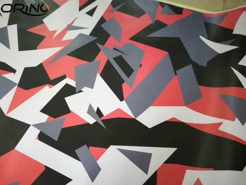 Orange Black Grey White Camouflage Vinyl Film-2