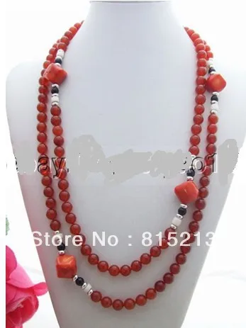 

ddh0052 Beautiful 49" Coral&Carnelian&Onyx Necklace