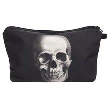 New Women Neceser Portable Make Up Bag Case 3D Printing Skull Black Organizer Bolsa feminina Travel Toiletry Bag Cosmetic Bag