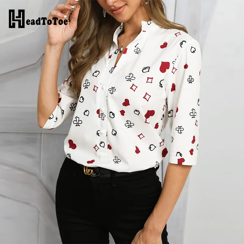 

Heart Print Buttoned Design Casual Shirt