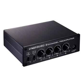 

2-IN-8-OUT Analog Audio Switcher Box RCA/3.5mm Volume Control HiFi Stereo Preamp