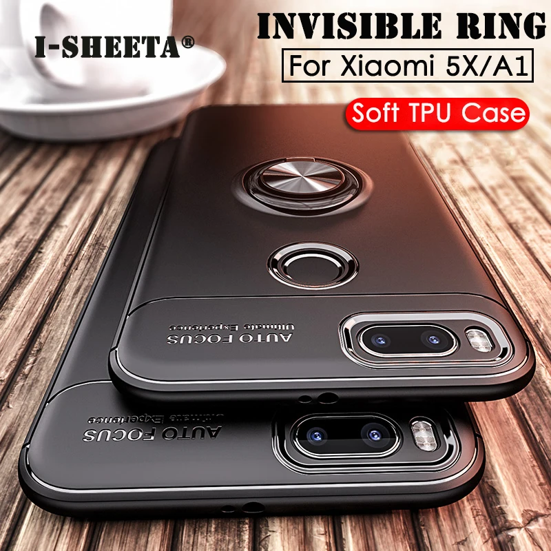Shockproof 360 Megnetic Metal Holder Stand Finger Ring Case For Xiaomi Mi A1 A2 6 MiA2 Matte Soft Rubber Gel TPU Fundas |
