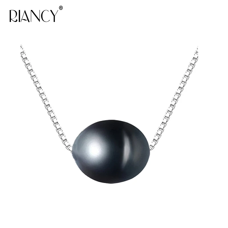 

Fashion 925 sterling silver black pearl pendants freshwater pendant necklace 8-9mm natural pearl necklace for wedding jewelry