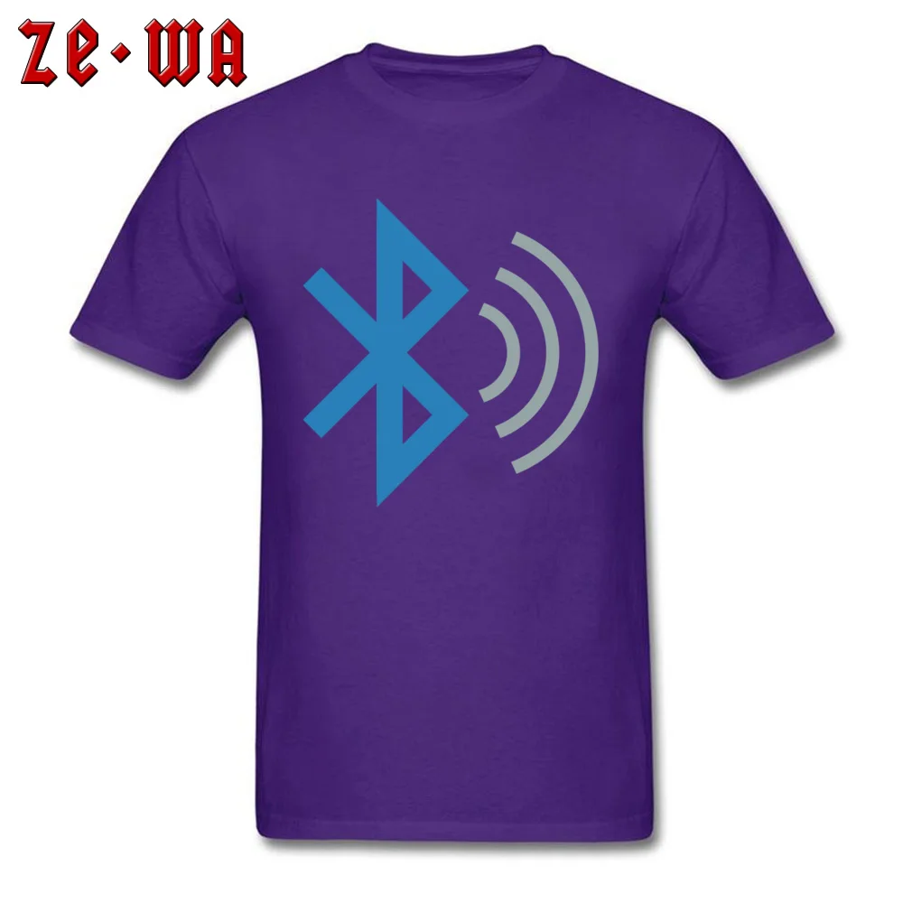 bluetooth 2 Custom Short Sleeve Tops Shirt Summer Fall Crew Neck 100% Cotton Mens T Shirts Custom T-Shirt Prevailing bluetooth 2 purple