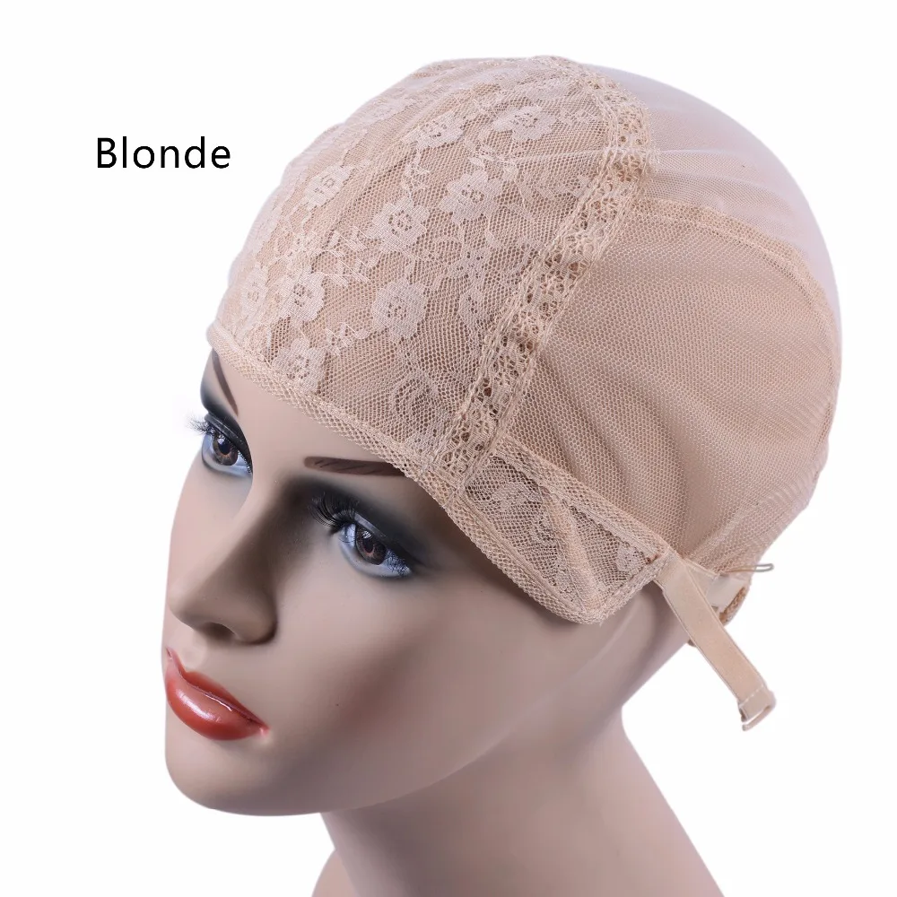 Парик блонд, крышка для изготовления париков с регулируемым ремешком на спине, тканая крышка, бесклеевая Крышка для парика, хорошее качество, сетка для волос