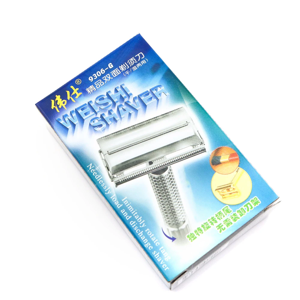 Безопасная бритва WEISHI Butterfly бритвенный станок 9306 G серебристый дорожный бокс
