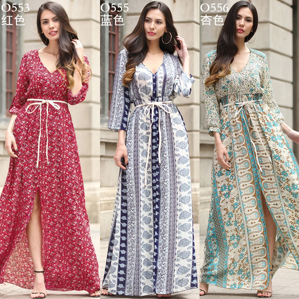 

2019 summer new women's European and American chiffon dress long skirt big swing beach skirt