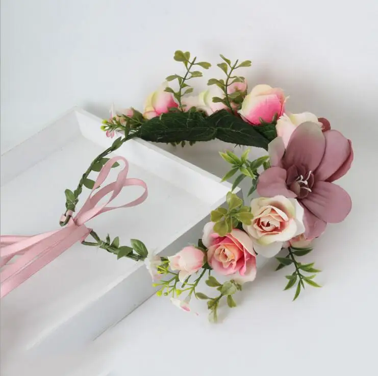 Bridal Bohemian Flowers Wedding Headwear Floral Crown Headband Adjustable Hair Wreaths for beach wedding ZH004
