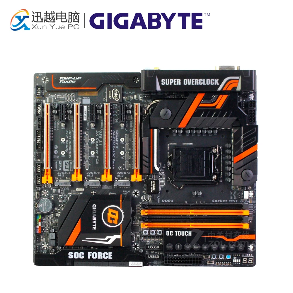 

Gigabyte GA-Z170X-SOC FORCE Original New Desktop Motherboard GA-Z170X-SOC FORCE Z170 LGA 1151 DDR4 64G USB3.1 ATX