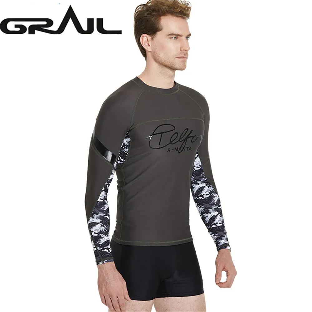 Для мужчин с Длинными Рукавами Rashguard Surf Купальники для малышек предотвратить Медузы быстрое высыхание Предохранители сыпи спорта людей Anti UV пляжное Дайвинг УФ футболка ls-18626