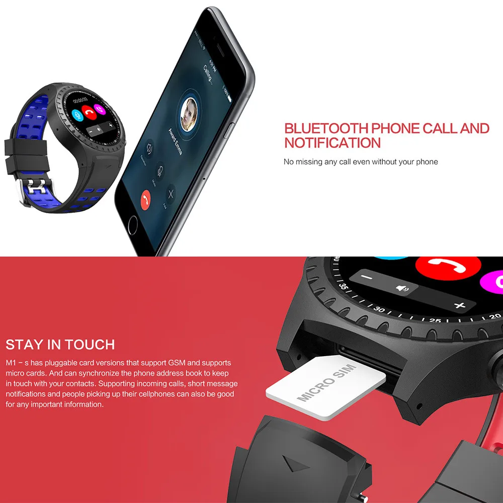 M1s Smart Watch Support SIM & Bluetooth Phone Call GPS Smartwatch Phone Men Women IP67 Waterproof Heart Rate Monitor Clock