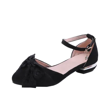 

College wind 2019 spring and summer new bow buckle with size code 31-43 low heel hollow sandals