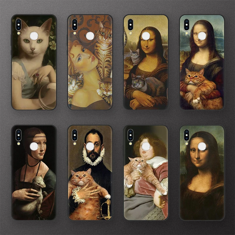 

TPU Soft Case FOR Huawei Honor 9 10 8X Lite Y6 7A Pro View 20 nova 3 3e 4 Y9 2019 2018 Mate 10 20 Lite Pro Coque Mona Lisa Cats