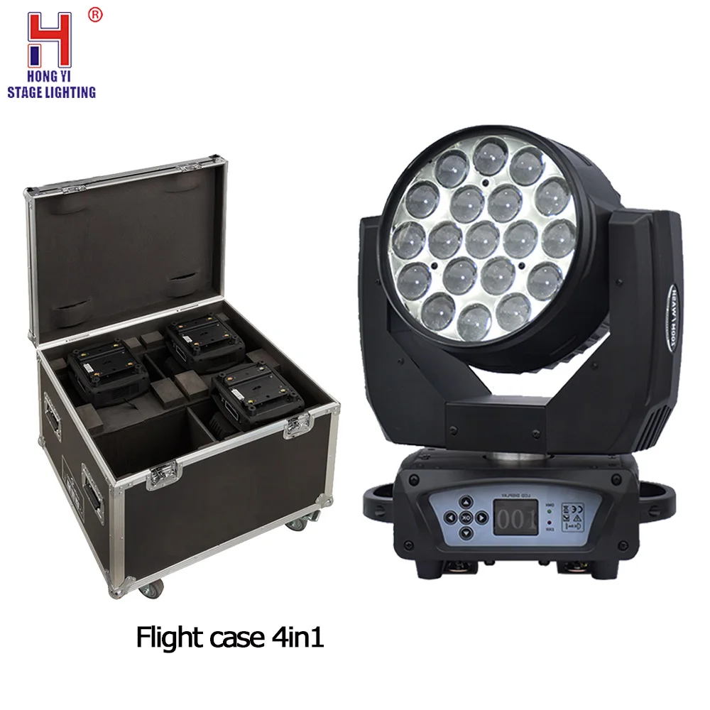 

Flight Case 4in1 Led Wash Moving Head Beam Led 19x15W Zoom Color Mixing Effect For Dance Dj Party Show
