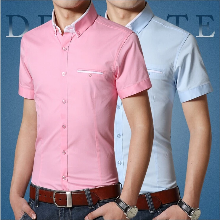 Nueva marca para hombre Camisas de traje manga corta hombres slim fit Diseño camisa formal social chemise homme|chemise homme|chemise homme brandchemise homme design - AliExpress