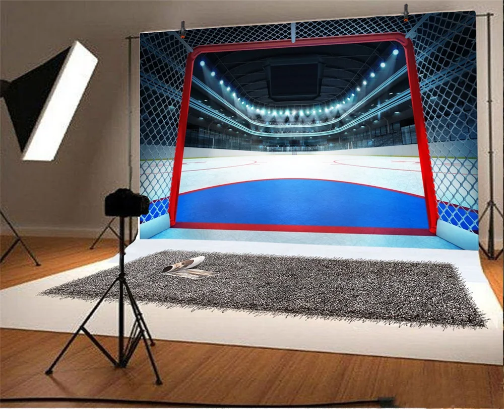 Laeacco Stadium Ice Hockey Game Fans Crowd Scene Photography Backgrounds Customized Photographic Backdrops For Photo Studio
