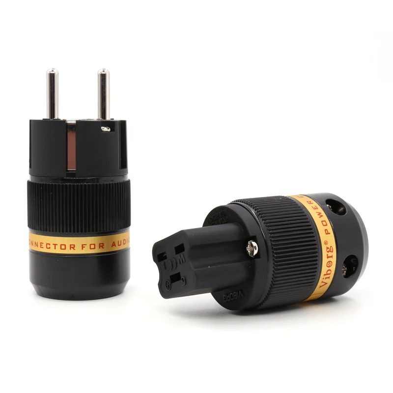 

Free shipping Pair Viborg VE501R+VF520R 99.999% Pure Copper Rhodium plated EU Male & 20A IEC Female power Plug Connector