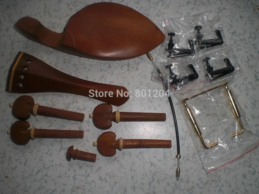 

5 Set Jujube Violin parts 4/4 with fine tuner chin rest clamp and tail guts all in 4/4