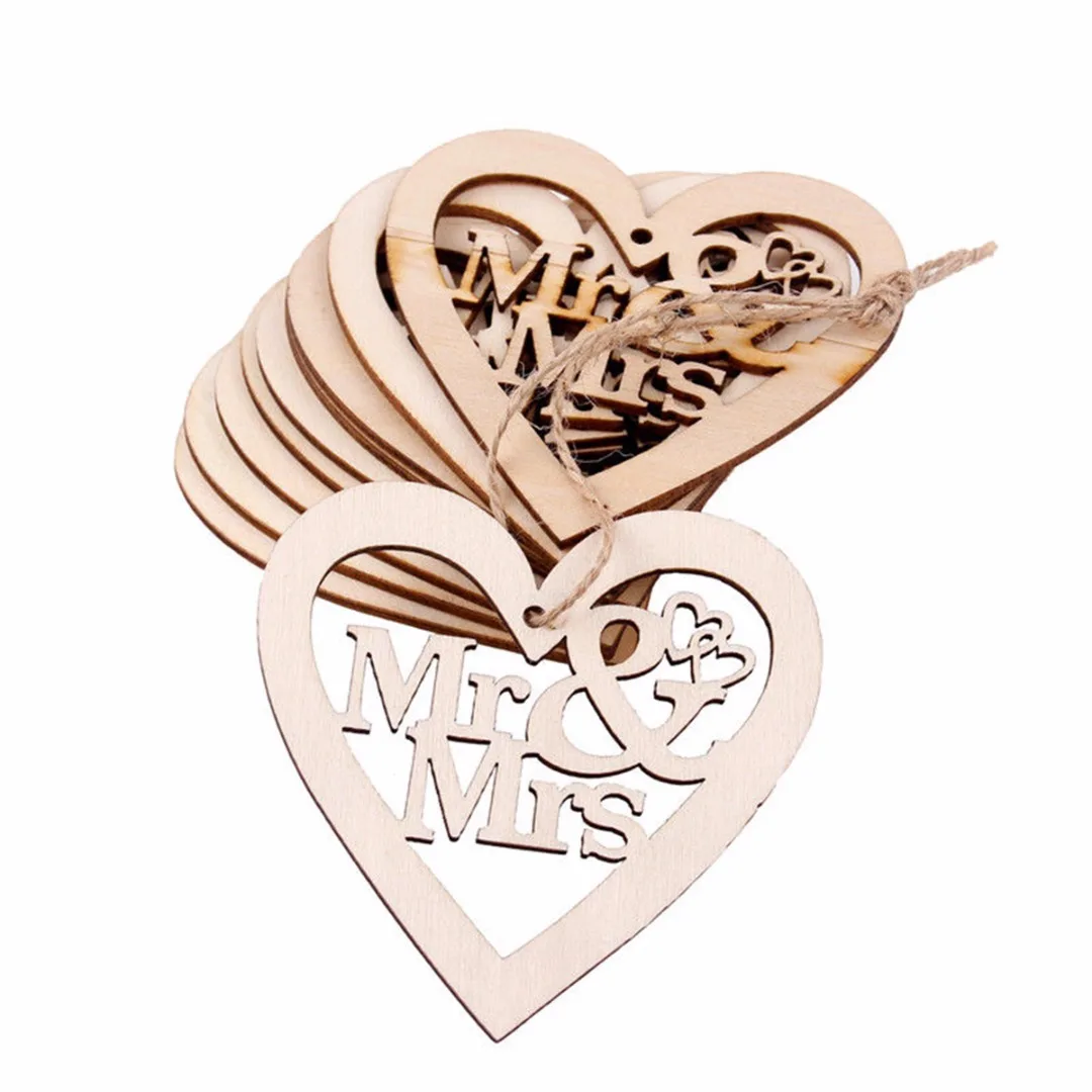 10Pcs Wooden Love Heart Hanging Decor Wedding Gifts Wedding Pendant Craft Decoration Party Decor Supplies