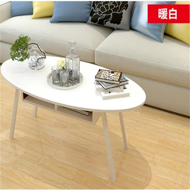 100x50x42CM Modern Oval Wood Bedside Table Sofa Side Coffee Table Living Room Tea Table Storage Cabinet