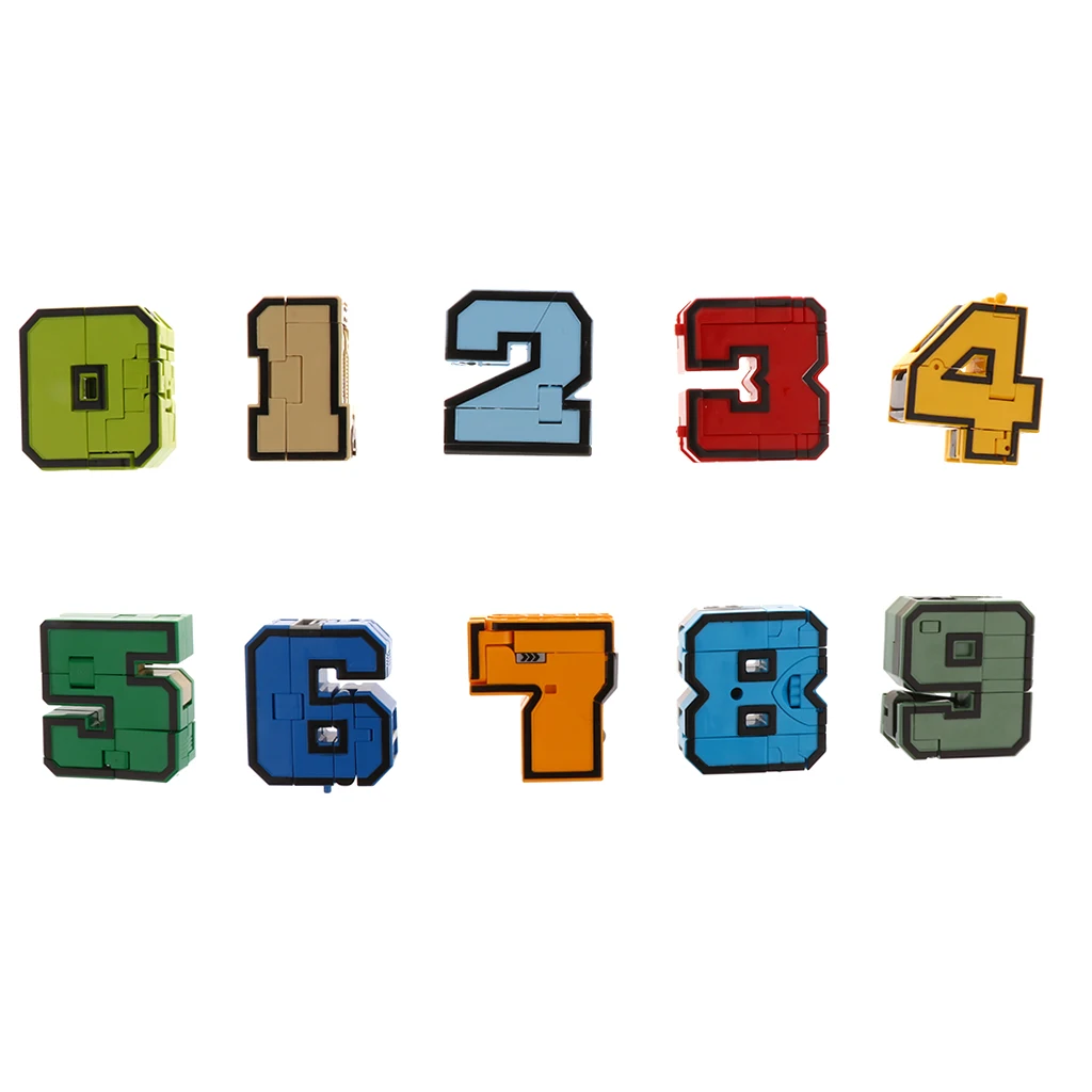 10pcs Numbers Transforming Robot Toy For Kids Boys Present - 0-9