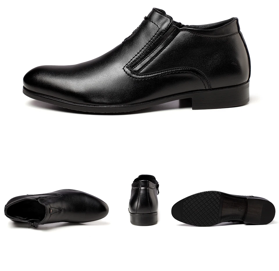 Jackmiller/осенние мужские ботинки; модельные ботинки из искусственной кожи без застежки; простые мужские ботинки на молнии сбоку; Цвет Черный