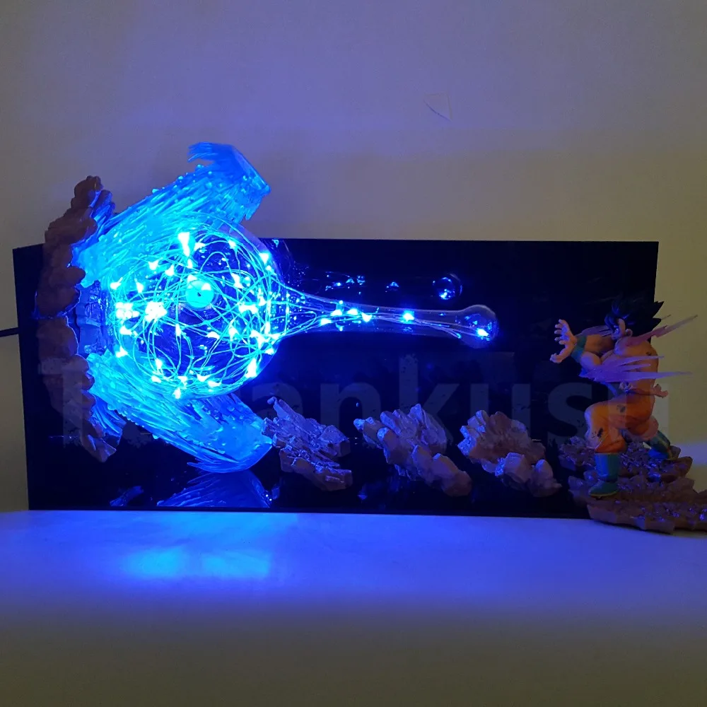 Dragon Ball Action Figure Son Goku Kaiohken Power Effect Scene Toy Figuras Dragon Ball Lampara LED Goku Kamehameha DBZ Lamp Doll