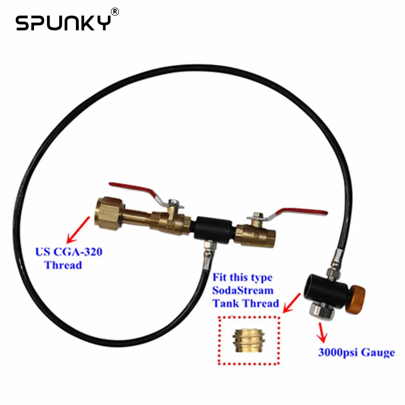 3" Sodastream СО2 бак бутылка заправка станция адаптер kobalt с нами CGA-320 или W21.8-14 резьбой