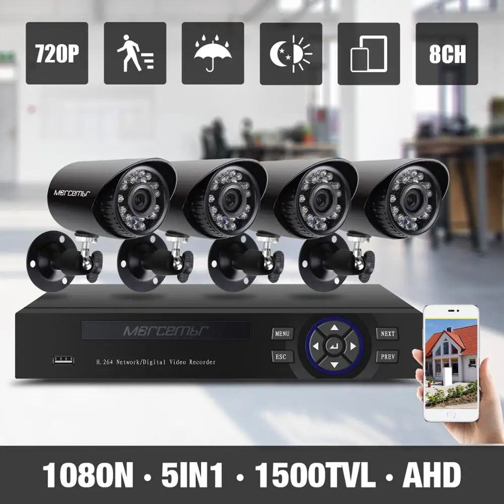 

Morcembr 720P Video Surveillance System 4CH CCTV Camera System 1MP 8CH AHD DVR infrared Security Cameras No Hard Disk