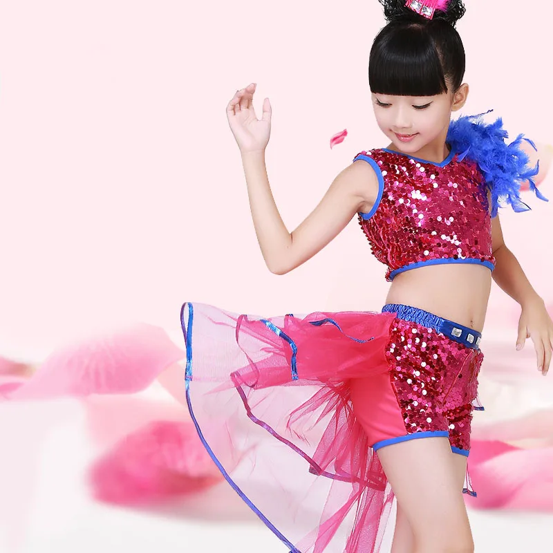 

Children Girls Costume Clothes Female Jazz Dance Sequins Dance Dress Girls for Child Sequin Kindergarten
