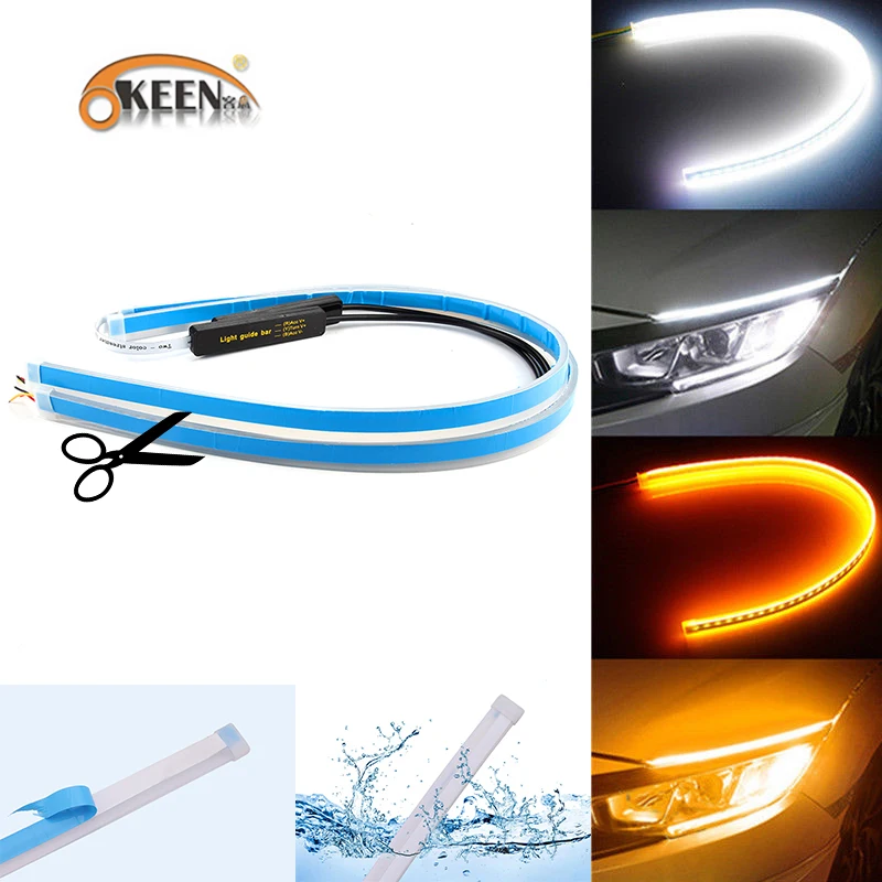 60CM LED Slim Headlight Strip Light DRL Drive Switchback Signal Flow Sequential