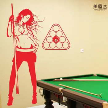 

Beauty a stick du wave wall stickers sexy beauty play billiards billiards snooker black eight billiard stickers