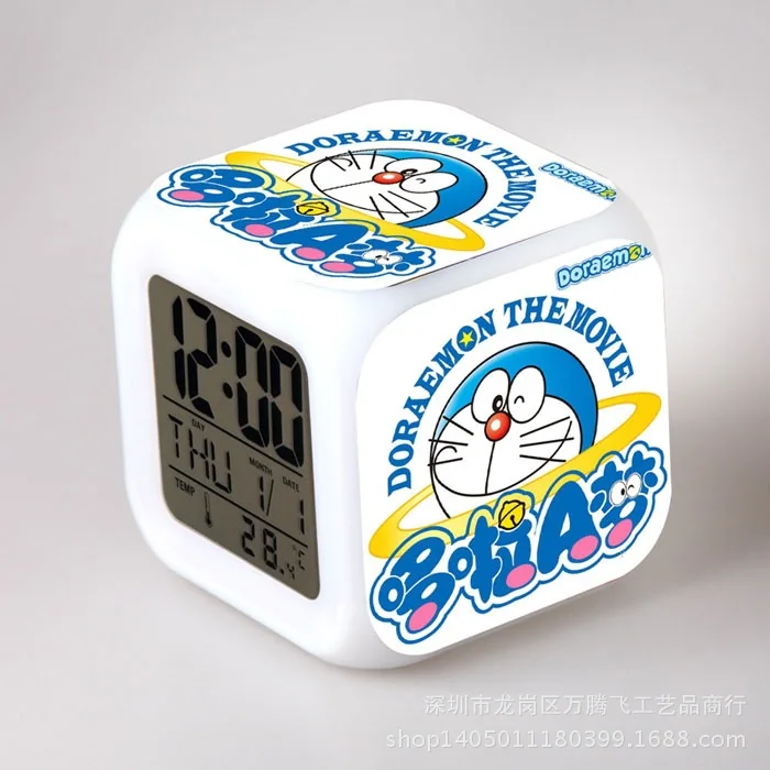 Japanese Anime Doraemon LED 7 Color Flash Digital Alarm Clocks Kids