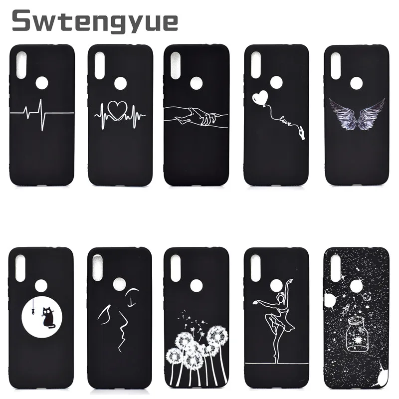 

Soft TPU Pattern Case For Fundas Xiaomi Redmi 7 Cover Abstract Art Lover Silicone Black case For Xiaomi Redmi Note 7 case capa