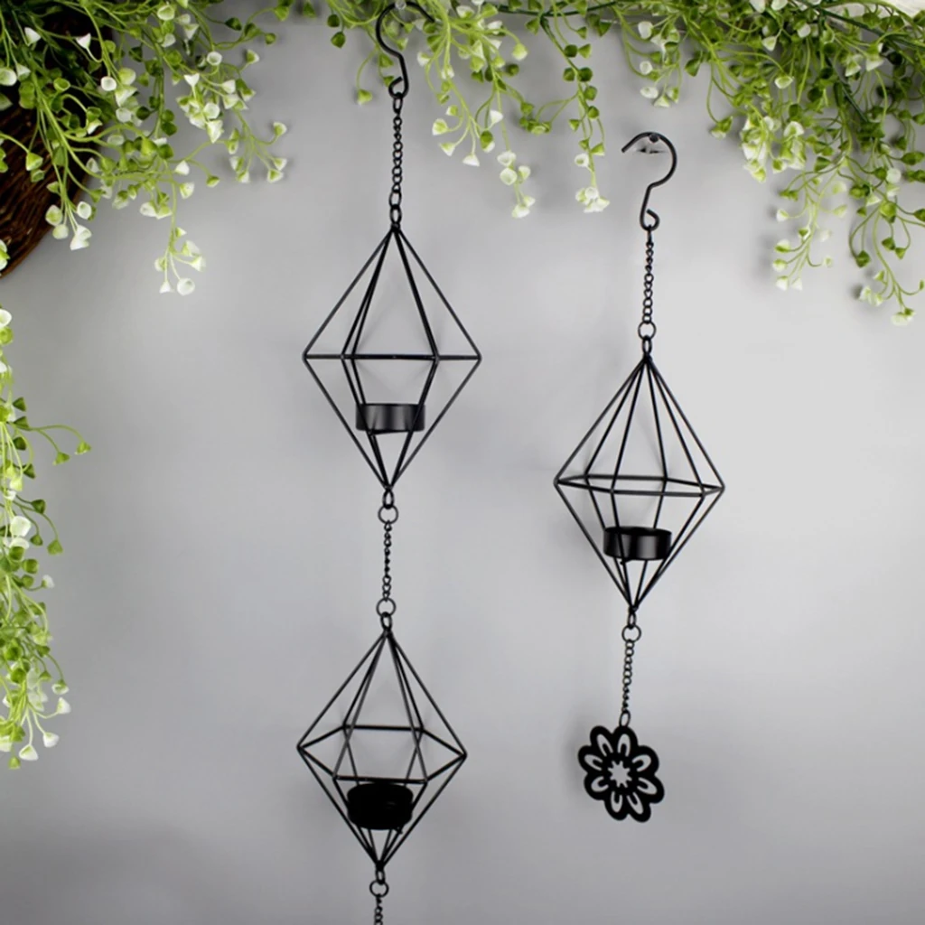Decorative Hanging Candle Holder Lantern Metal Hollow Candle Sconces Indoor Outdoor