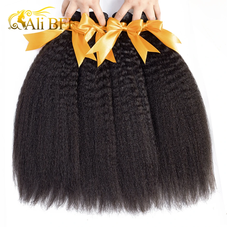 

ALI BFF Hair Kinky Straight Hair Brazilian Virgin Hair Weave Bundles Coarse Yaki 100% Human Hair Bundles Products Extensions