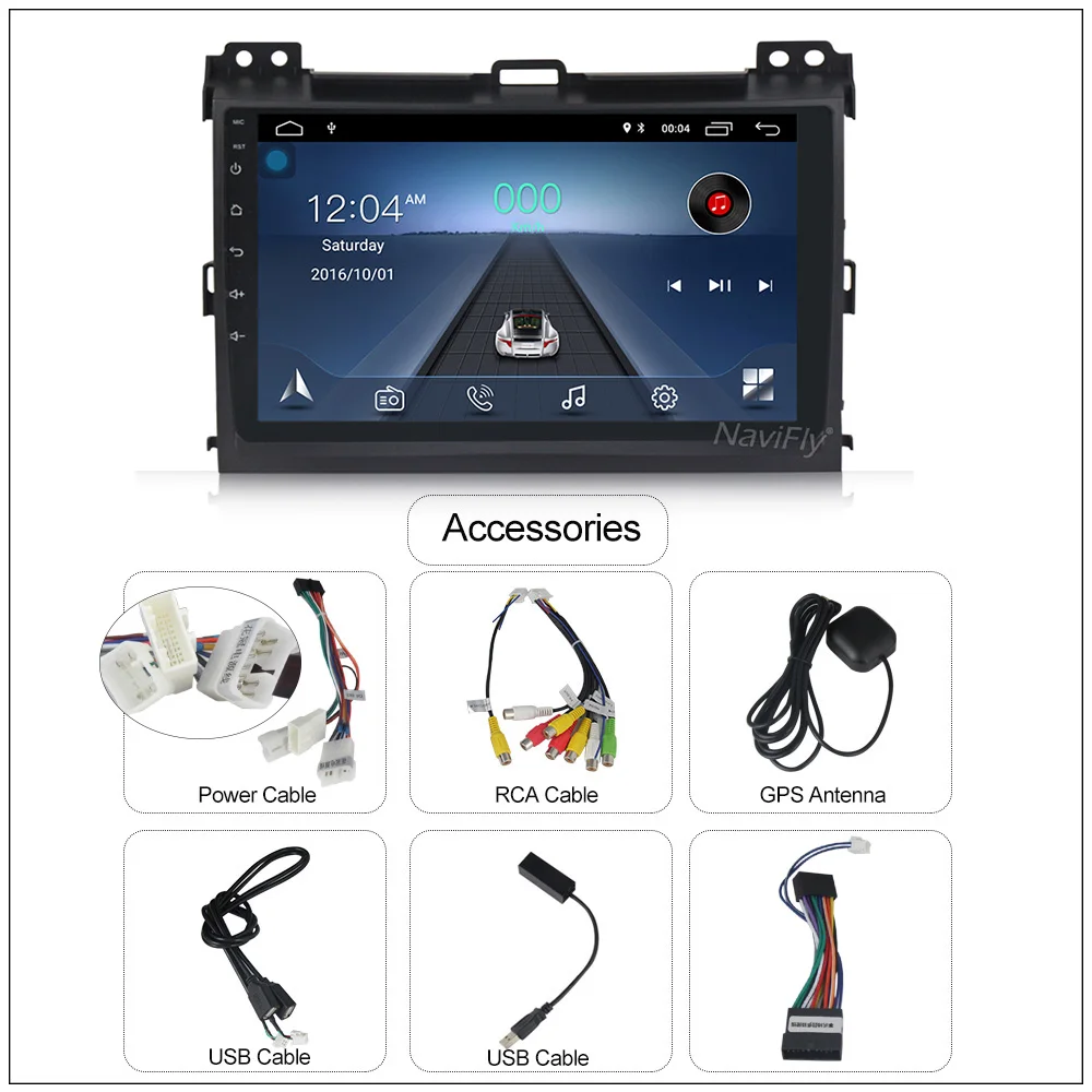 Clearance NaviFly Android 8.1 Car GPS Navigation Radio for Toyota Land Cruiser Prado 120 2004 to 2009 Auto Multimedia stereo player WIFI 3