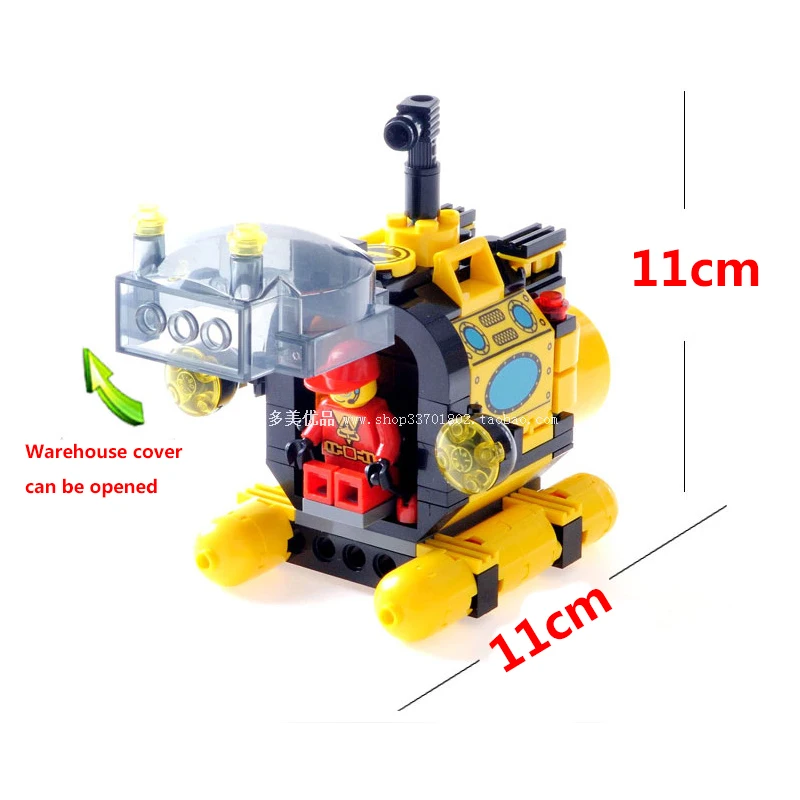 122Pcs Undersea City Series Treasure Hunt Tiny Submarine Building Blocks Model Compatible Legoe City Toys Gift For Children (2)