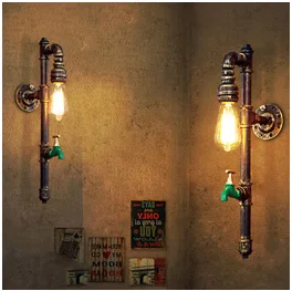 Indústria do Vintage do Punk de Vapor Lâmpada de Parede Loft Restaurante Clube Varanda Corredor Café Luz Arandela Tubulação Água Edison E27 Sutiã Bar 7 varanda corredor café luz arandela tubulação água edison e27 sutiã