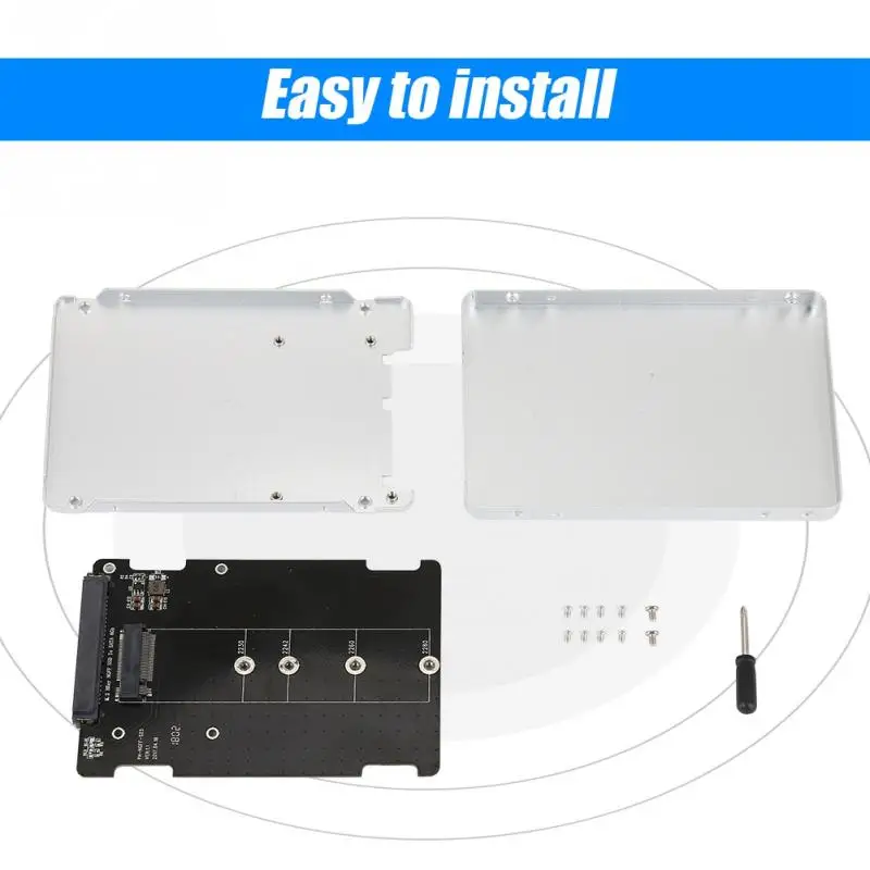 

M.2 NGFF SATA SSD to 2.5inch SATA Adapter Card Silver External Case Aluminium high quality