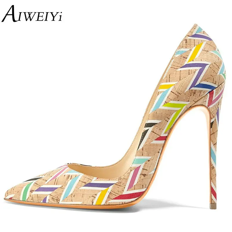

AIWEIYi Brand Shoes Woman Print High Heels Women Shoes Pumps Stilettos High Heels Black High Heels Ladies Wedding Shoes