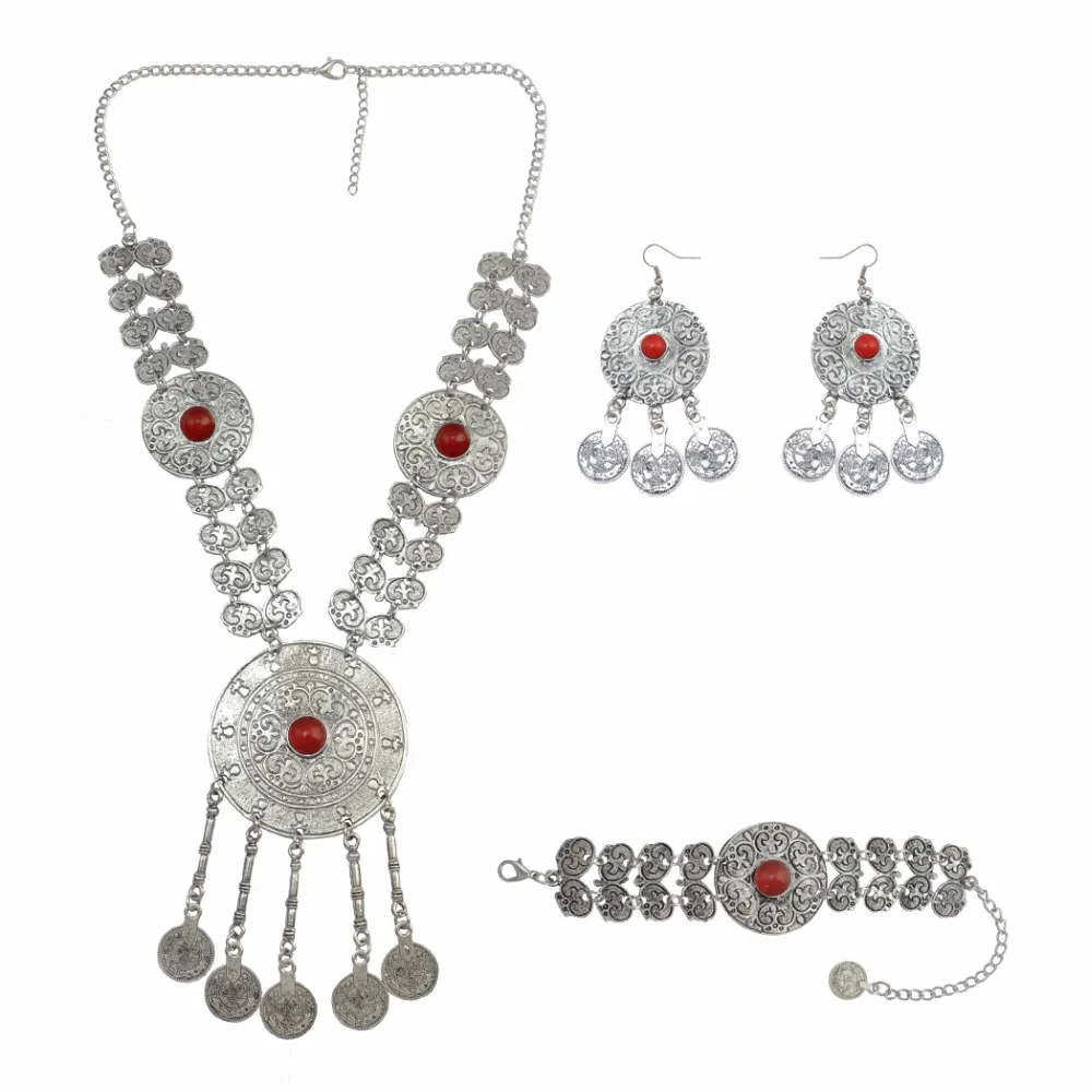 

Idealway Fashion Vintage Collier Femme Coins Jewelry Sets Maxi Bead Necklace Earring Bracelets Boho Turkish Jewelry Brincos