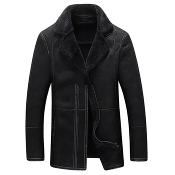 

European And American Style Mens Fur Leather Jackets Thick Warm Winter Style Men's Fur Lined Leather Overcoats High Quality C035