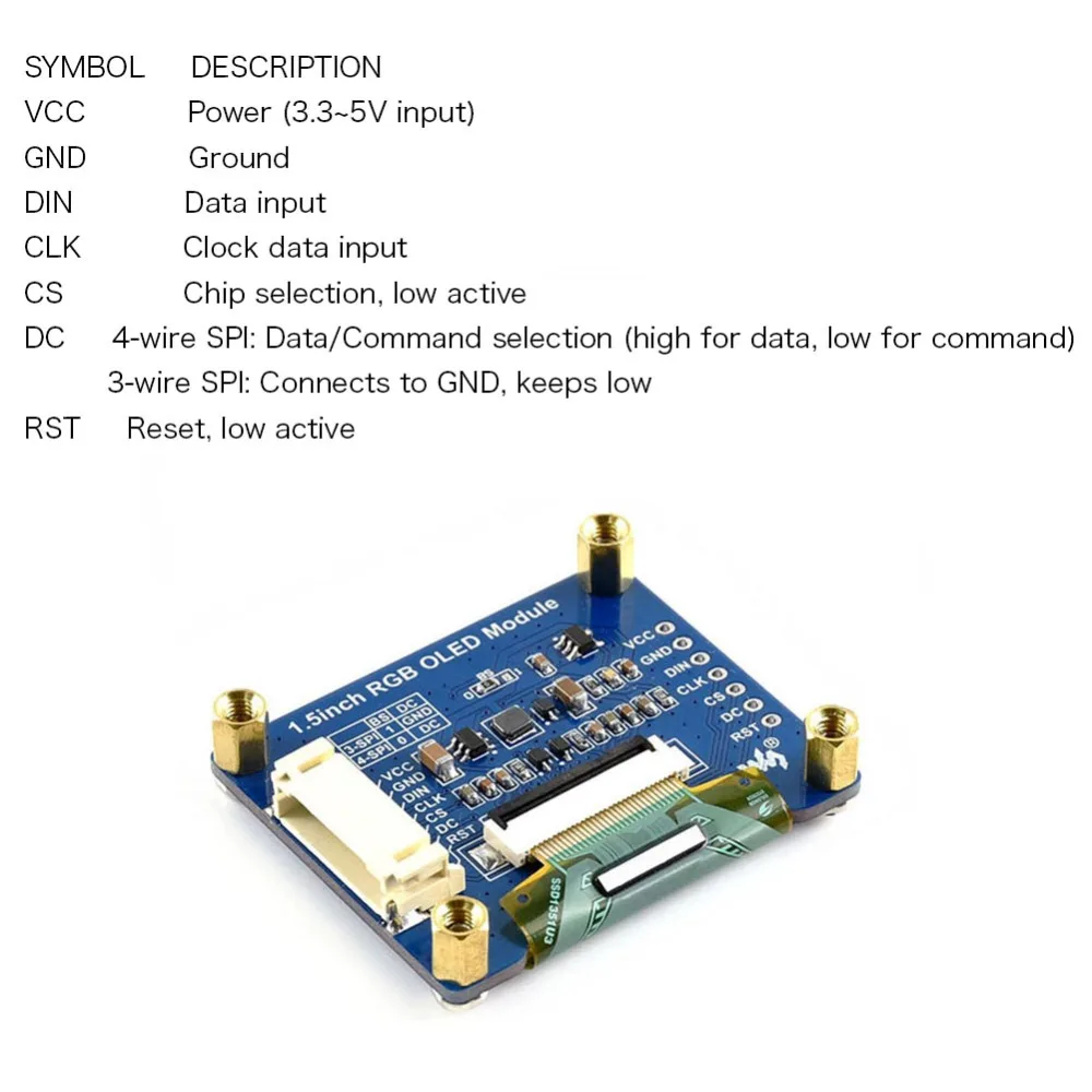 1,5 Дюймовый RGB цветной OLED дисплей модуль SSD1351 128X128 IIC для Arduino Raspberry Pi STM32 3,3 V-5 V 16-bit 65K цвета