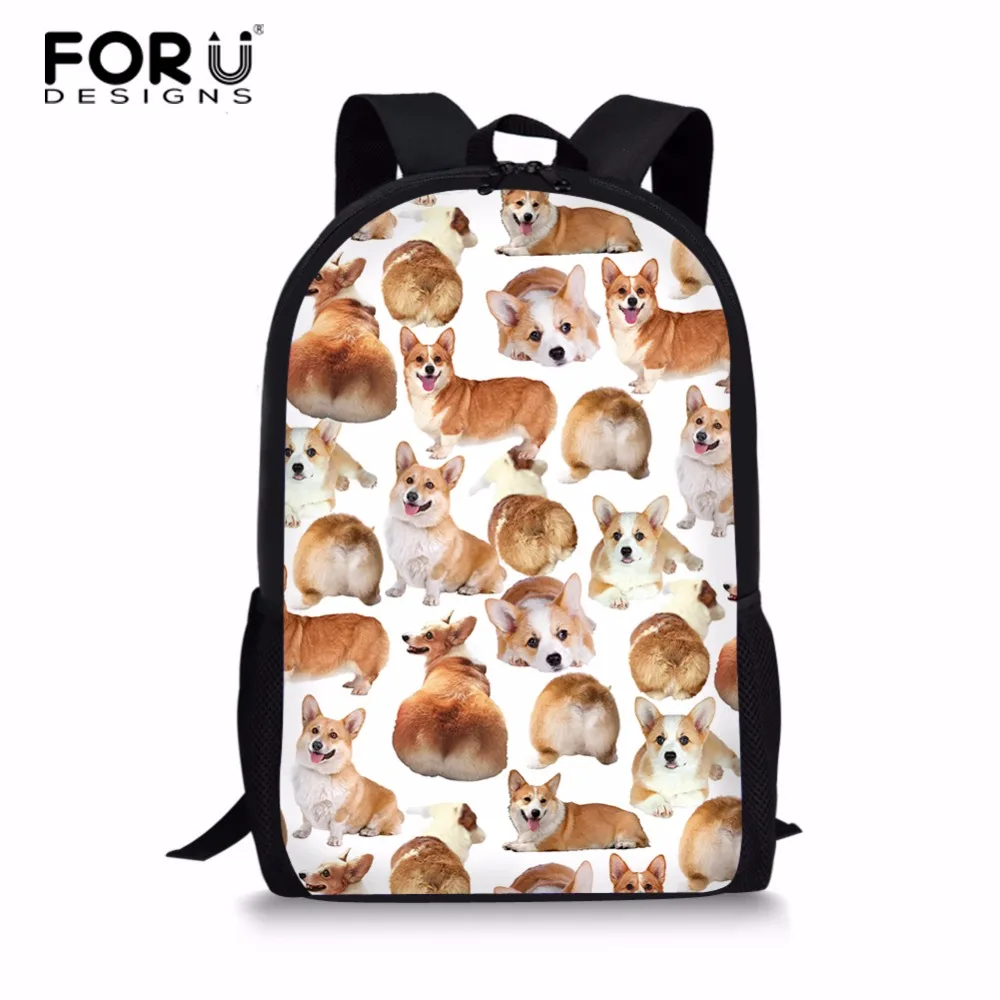 

FORUDESIGNS Corgi Dog Printing School Bags Backpack for Girls Kawaii Chihuahua Bag Kids Poodle Schoolbag Large Book Bag Satchel
