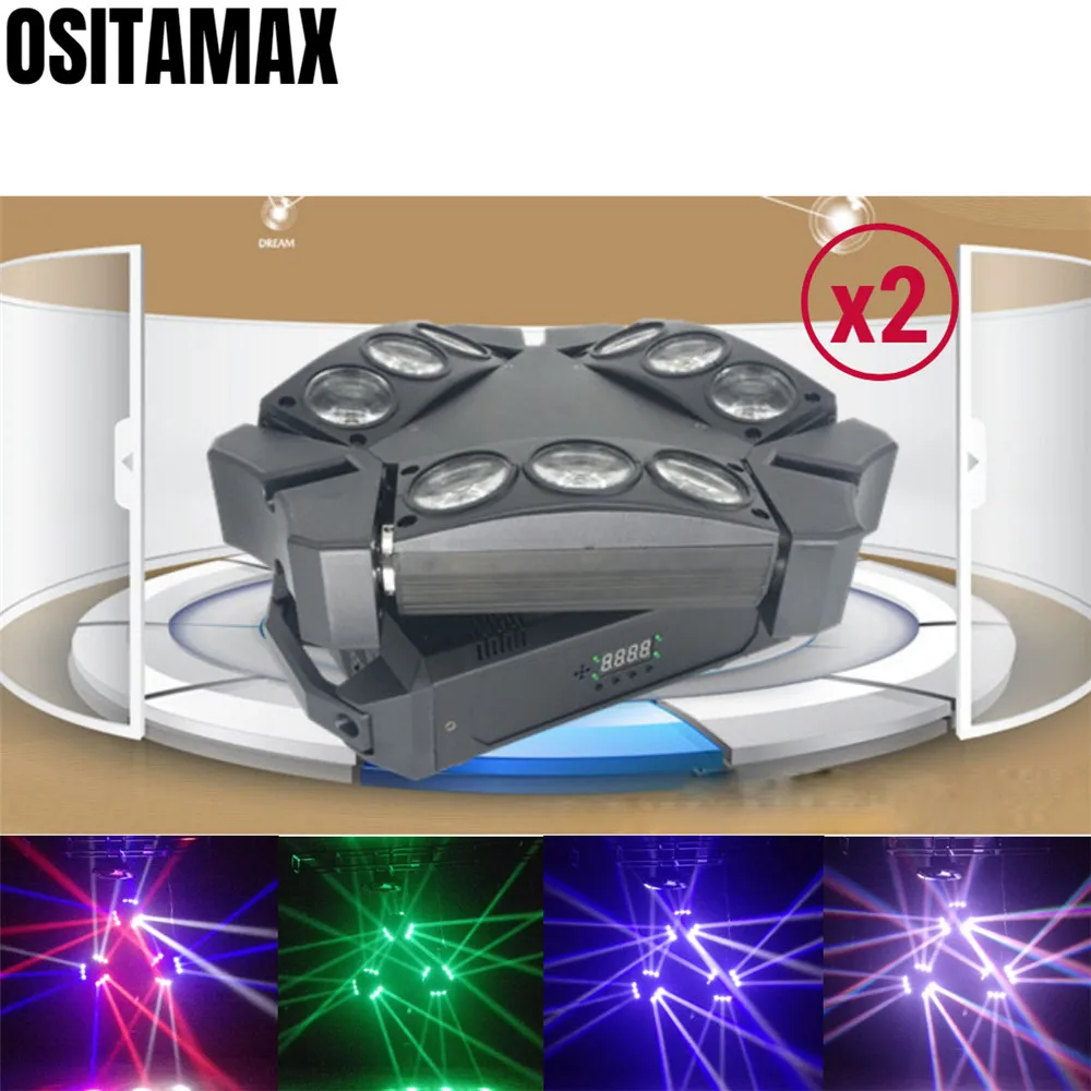 

2/lot LED Spider Light 9pcs 10w Beam Moving Head RGBW 4 Colors Tri Rows Stage Effect Lighting DJ Equipment
