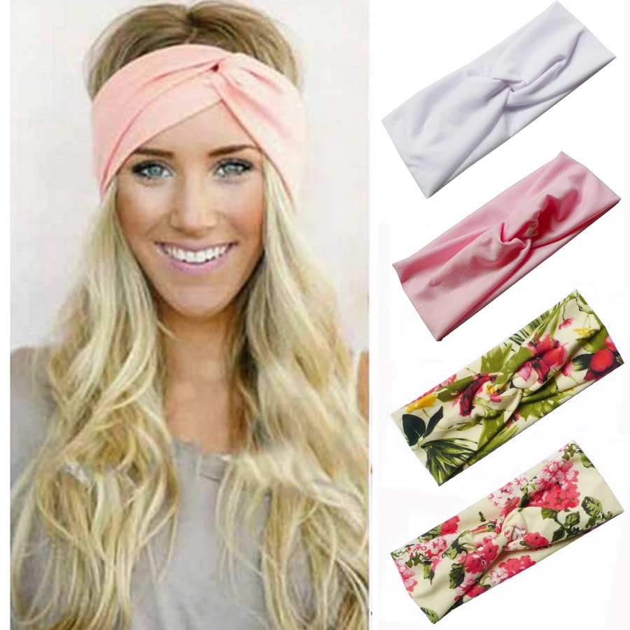 

Floral Print Women Cotton Stretch Twist Headbands Turban Sport Bandana Hair Accessories Bandage On Head Gum Hair Bands