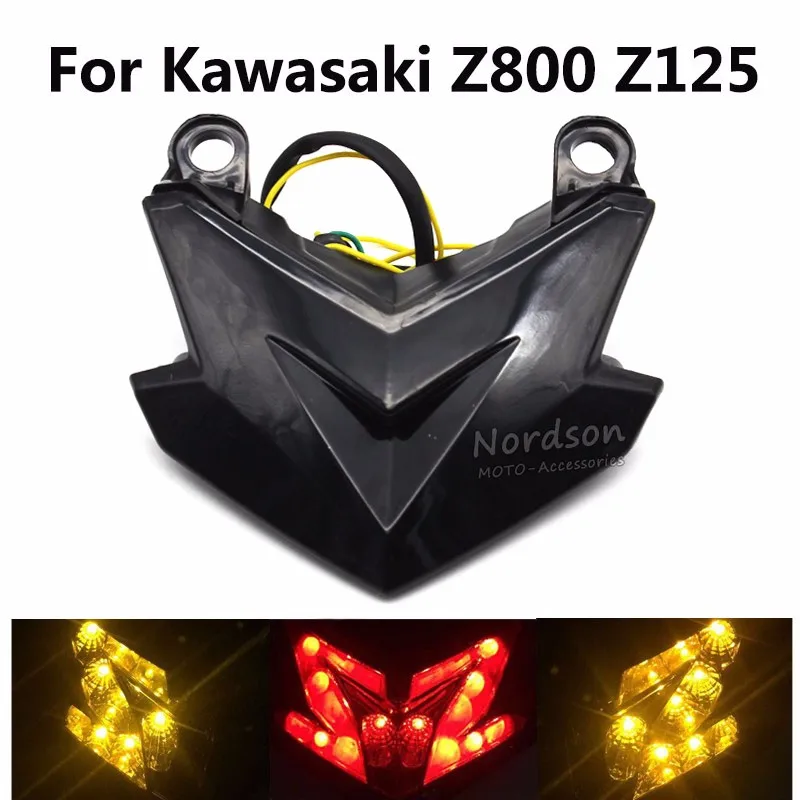 Копченый черные мотоциклетные тормозной фонарь указатель поворота для Kawasaki Z800 Z125