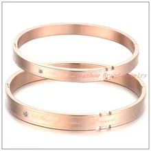 IP Rose Gold Hot Couples Lovers Jewelry 316L Stainless Steel Round Bracelet Bangle Love Words Crystal